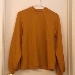 Zara Mustard Mock Neck Blouse